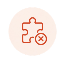Icono de una pieza de puzzle tachada.
