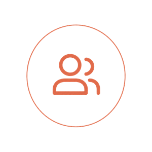 Icono de un grupo de personas dentro de un círculo.